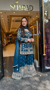 Georgette Suit Set with Dori & Mirror Work | Premium Festive Wear