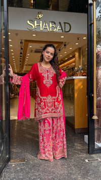 Embellished Chinon Suit Set with Multicolor Stone & Beadwork (delivery time 10-15 September)