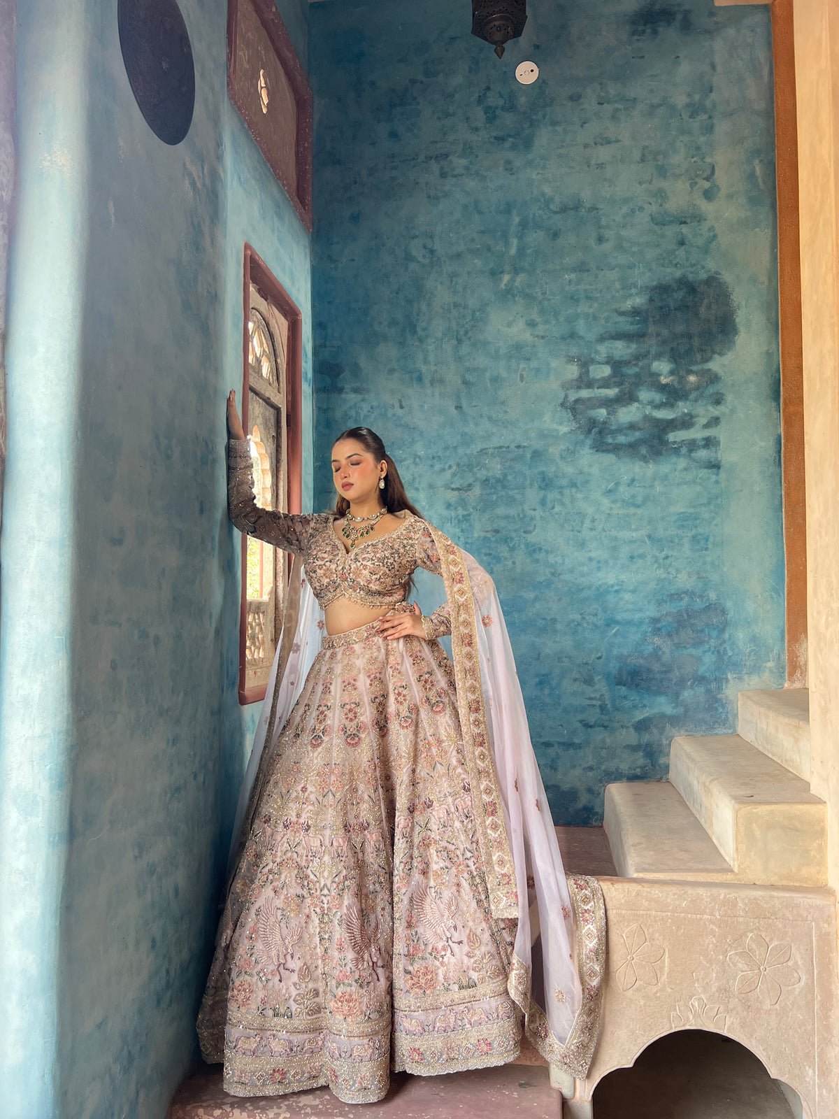 Elegant Soft Organza Lehenga with Thread Embroidery, Dori Work, Cutdana Sequins & Pearl Detailing