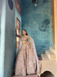 Elegant Soft Organza Lehenga with Thread Embroidery, Dori Work, Cutdana Sequins & Pearl Detailing