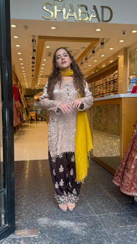 Shimmer Silk Beaded Suit Set with Chinon Salwar Style Pant