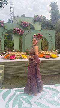 Designer Shimmer Silk Indo-Western Set with Handwork & Crush Tissue Bottom