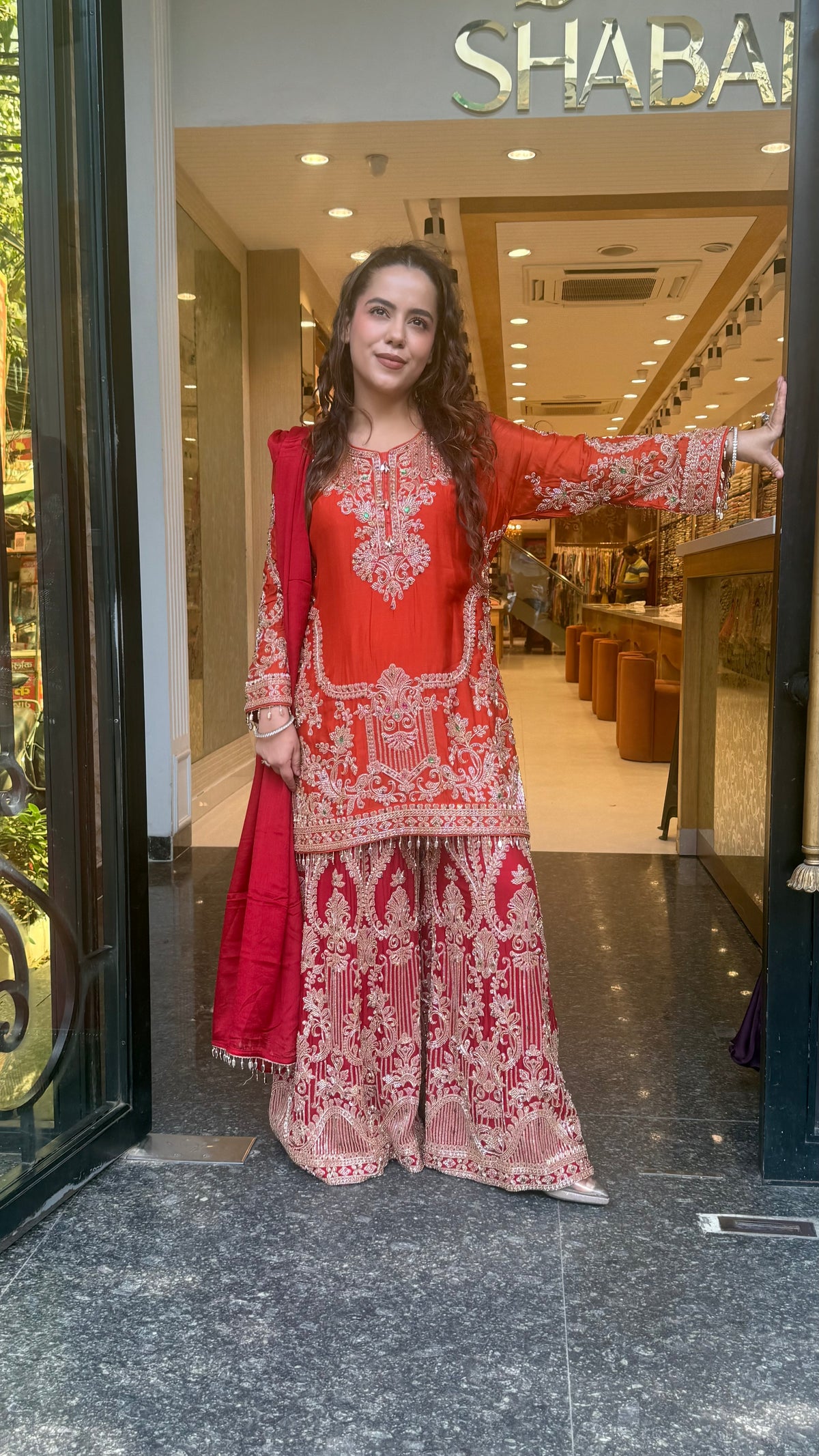 Chinon Suit Set with Beads & Multicolor Stone Work | Sizes Up to 46