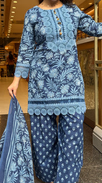 Budget-Friendly Printed Cotton Suit Set with Farshi Salwar & Lace Work | Women’s Ethnic Wear