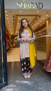 Shimmer Silk Beaded Suit Set with Chinon Salwar Style Pant