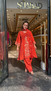 Budget Friendly Rayon Cotton Suit with Thread Embroidery | Up to Size 40