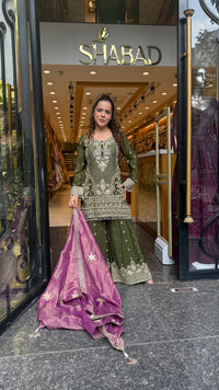 Women’s Chinon Fabric Suit Set | Zari Work & Cutwork | Premium Ethnic Wear | Sizes Up to 46