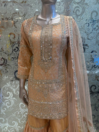 Banarasi Suit with Dabka, Pearl, Mirror & Jarkan Work