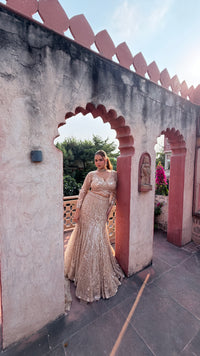 Fish-Cut Lehenga with cutdana, Pearls & Sequin Work | Designer Lehenga