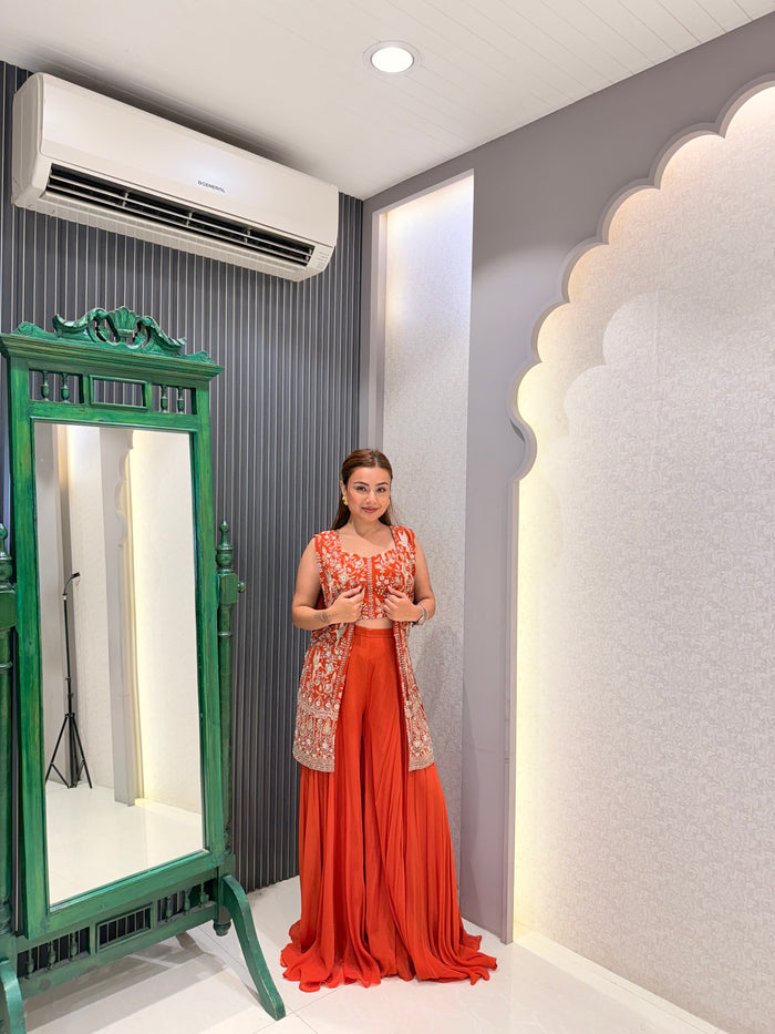 Thread Embroidered Indowestern Set