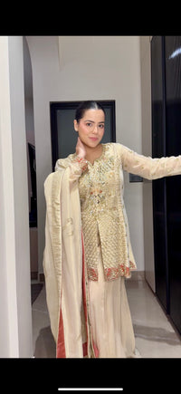 Shimmer Silk Mirror Work Suit Set – Elegant Sequins Finish