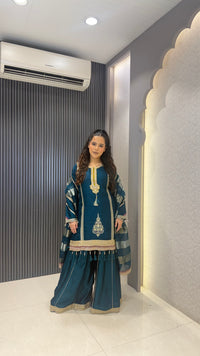 Premium Silk Suit Set with Sequin Handwork