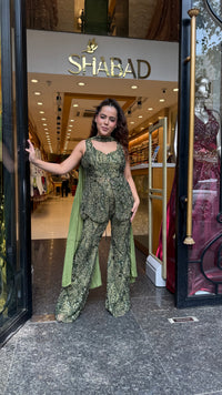 Premium Indo-Western Set in Imported Stretchable Net with Sequin Detailing | Up to Size 40