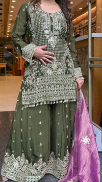 Women’s Chinon Fabric Suit Set | Zari Work & Cutwork | Premium Ethnic Wear | Sizes Up to 46