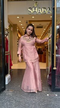 Shimmer Tissue Co-Ord Set with Metal Beads & Sequin Work