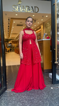 Elegant Georgette Suit Set with Handwork Shirt & Cutdana Sequin Detailing (sleeves available)