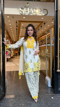 Budget-Friendly Printed Cotton Suit Set with Farshi Salwar & Thread Embroidery | Up to Size 44
