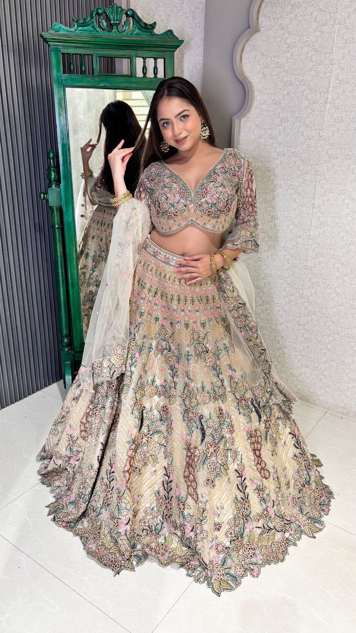 Embroidered Beige Lehenga – Timeless Elegance for Weddings & Festive Wear