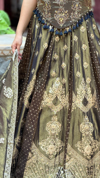 Banarasi Shimmer Silk Lehenga with Thread Hand-Embroidered Blouse