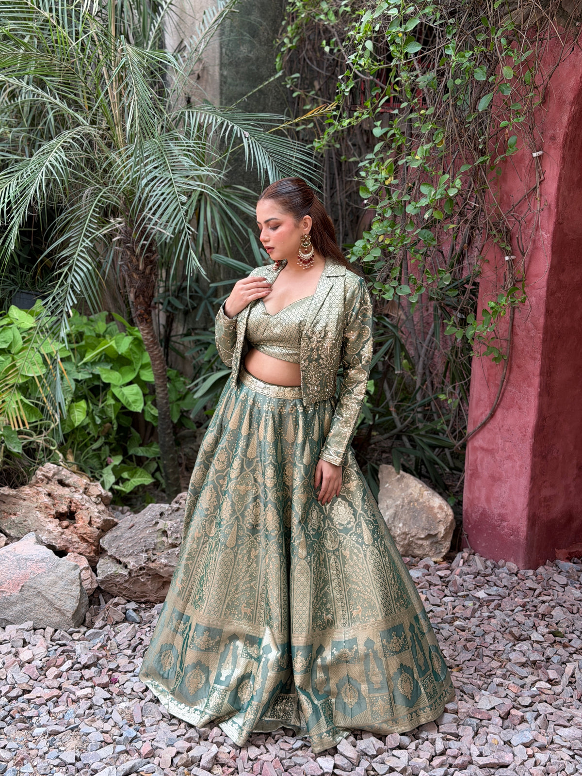 Banarasi Lehenga Set with Handworked Jacket – Designer Ethnic Wear