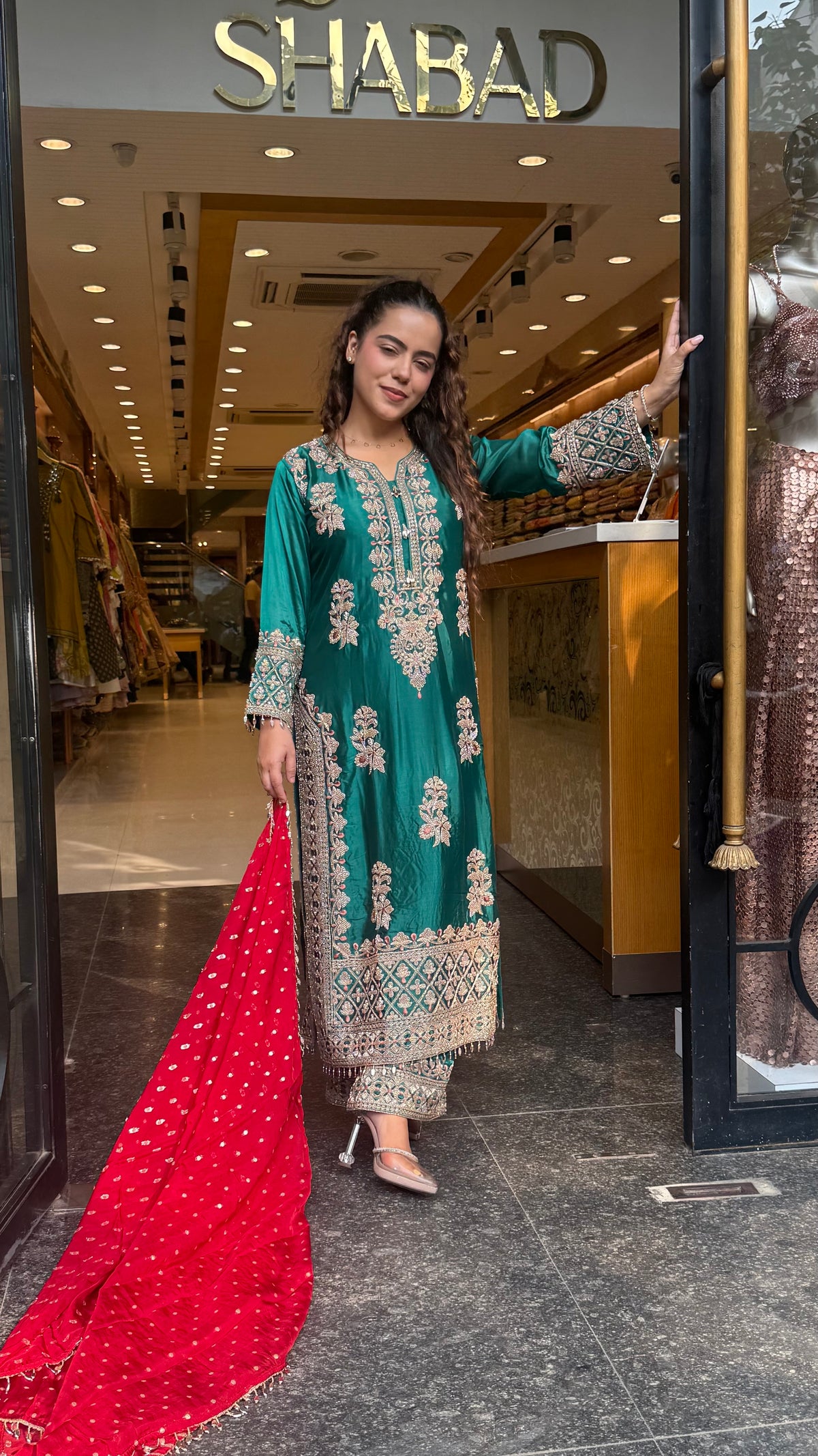 Beads & Thread Embroidered Dupion Silk Suit Set | Festive & Wedding Wear | Size Up to 46
