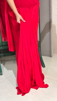 Drape Collection Crepe Saree with Corset Blouse & Choker Dupatta
