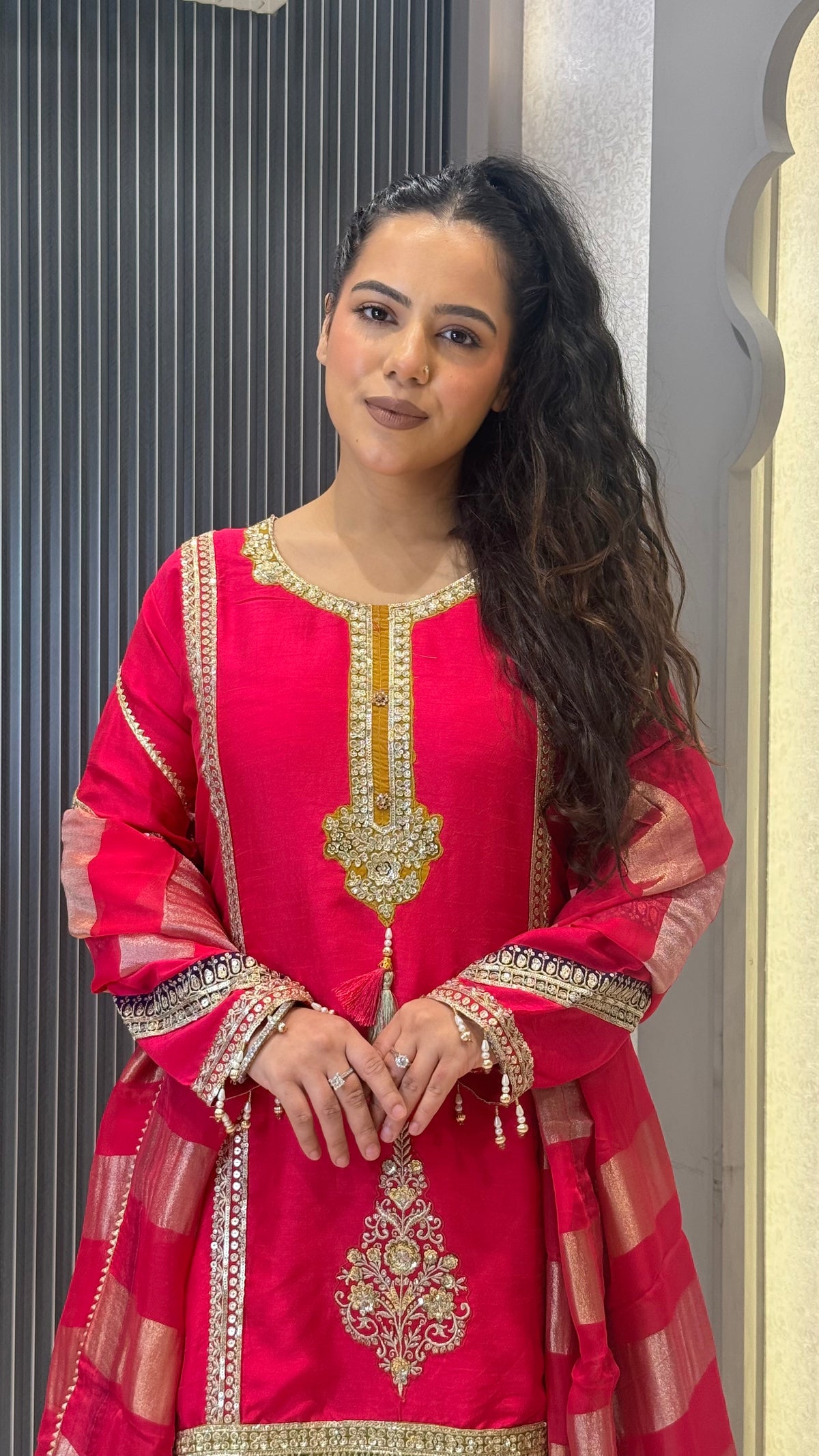 Premium Silk Suit Set with Sequin Handwork