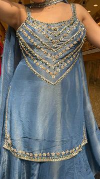 Luxury Shimmer Tissue Suit Set with Sequin, Beads & Stone Work