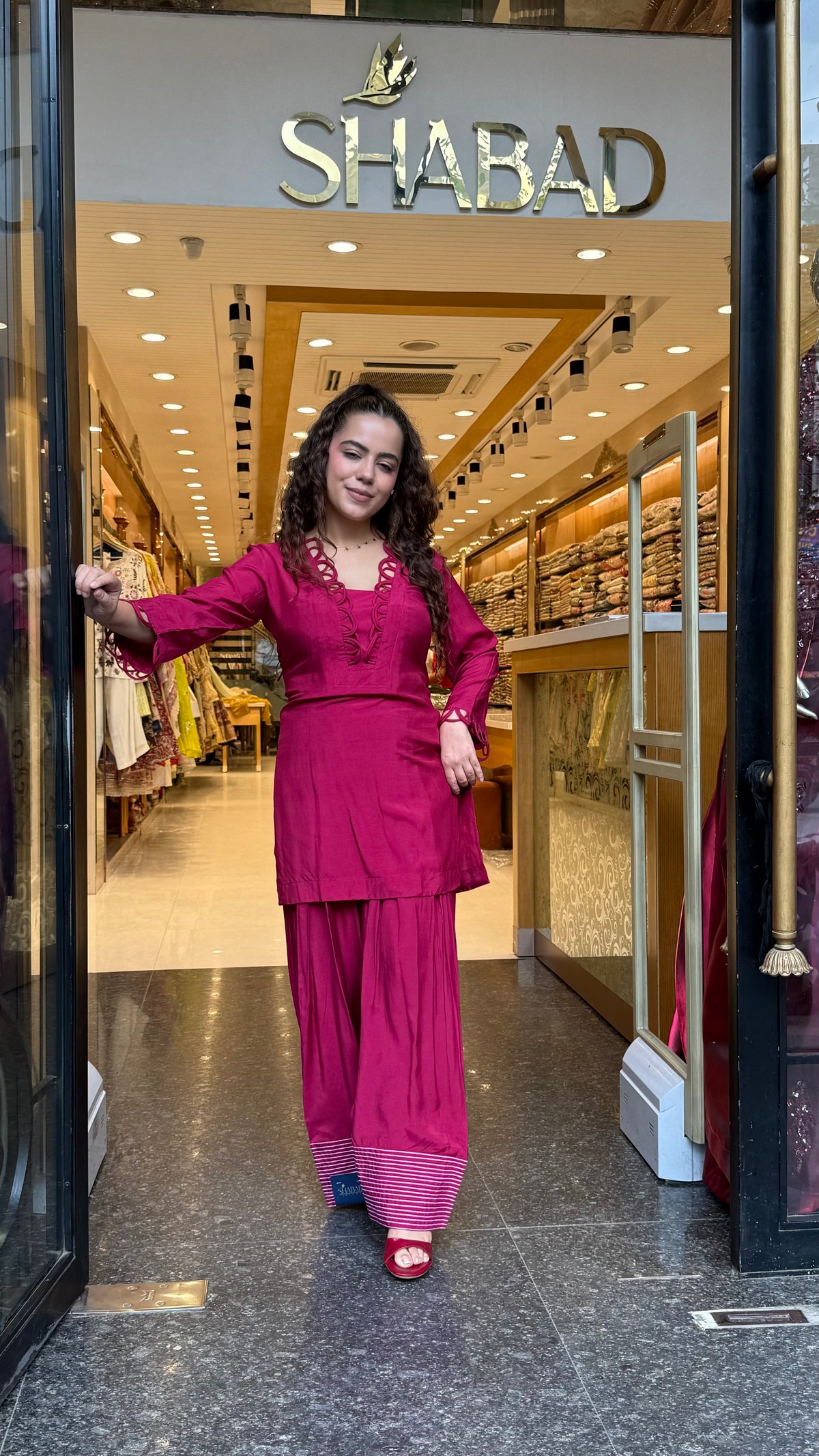Rayon Cotton Farshi Salwar Co-ord Set with Lace Work Neckline & Sleeves | Women’s Ethnic Wear
