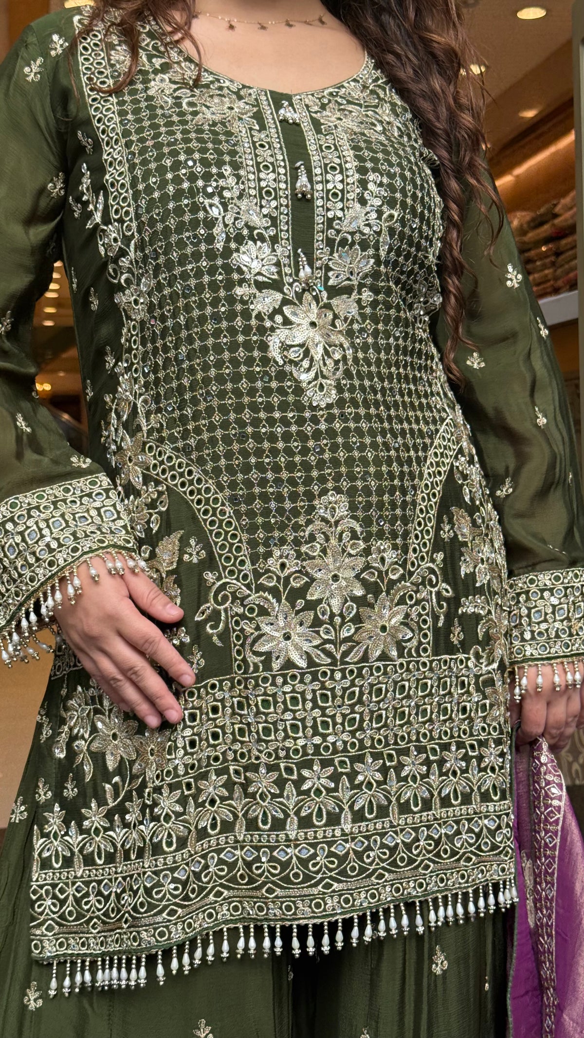 Women’s Chinon Fabric Suit Set | Zari Work & Cutwork | Premium Ethnic Wear | Sizes Up to 46