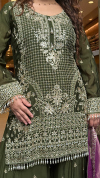 Women’s Chinon Fabric Suit Set | Zari Work & Cutwork | Premium Ethnic Wear | Sizes Up to 46