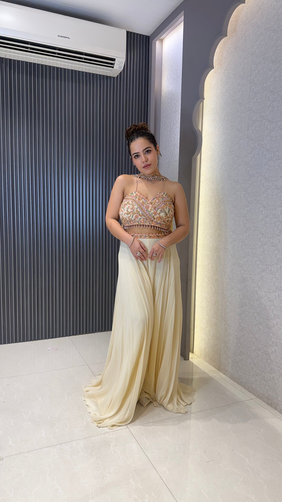Designer Indo Western with Thread Embroidery & Cutdana Work