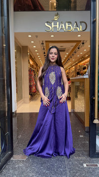Pure Shimmer Silk Indo-Western with Handwork Thread, Zari, Cutdana & Pearl Embroidery