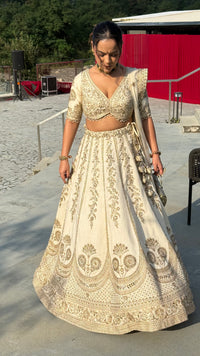Pure Silk Handwork Lehenga with Embellished Blouse