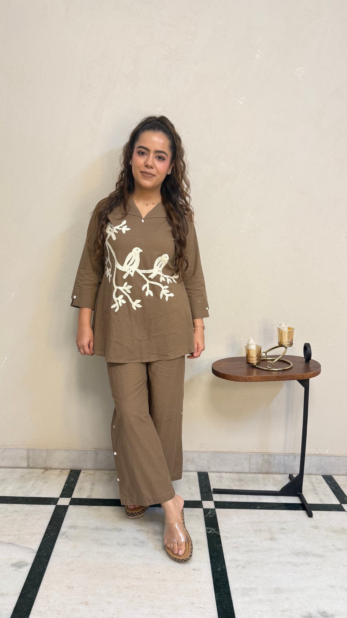 Dori Work Linen Co-Ord Set | Elegant Women's Coord Set | Sizes Up to 44