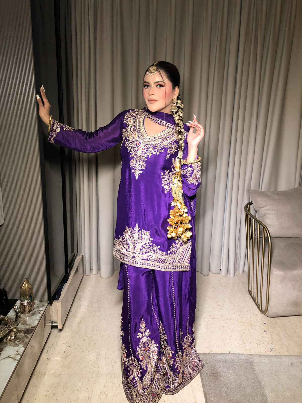 Sequence & Pearl Handwork Suit Set