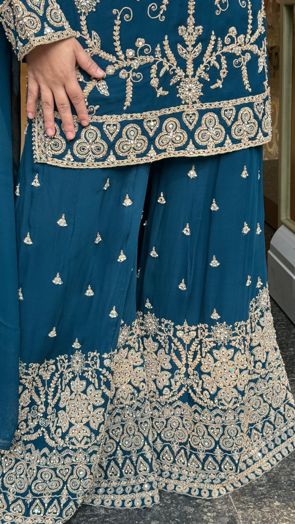 Georgette Suit Set with Dori & Mirror Work | Premium Festive Wear