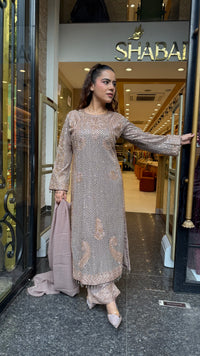 Designer Pakistani Georgette Suit Set with Sequin Shirt & Beads Work