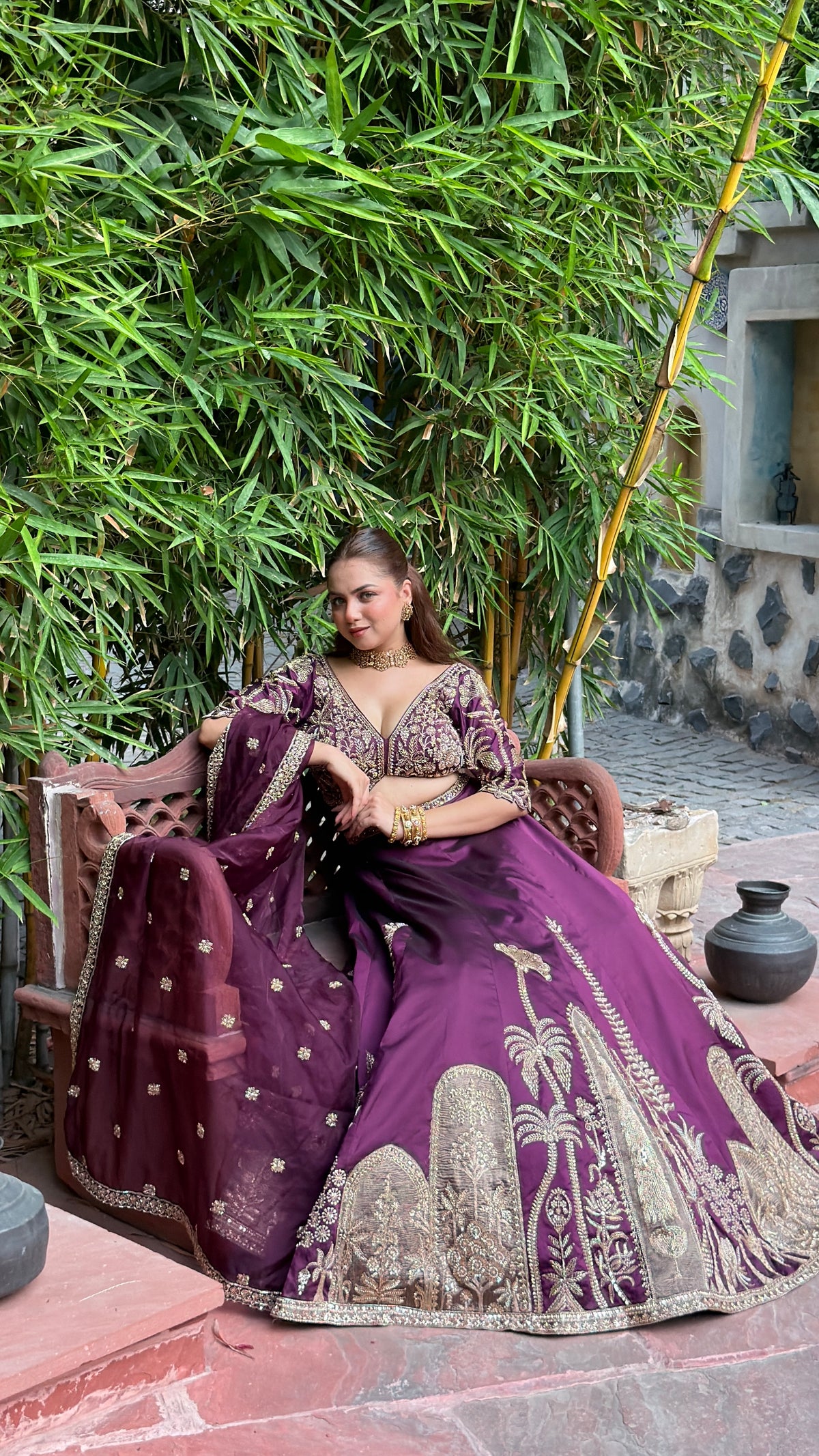 Designer Tafta Silk Lehenga with Thread Embroidery, Beads, Sequins & Pearl Work