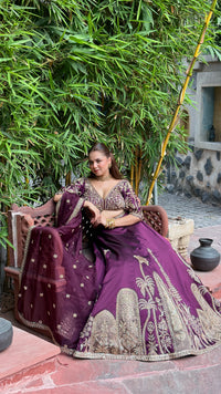Designer Tafta Silk Lehenga with Thread Embroidery, Beads, Sequins & Pearl Work
