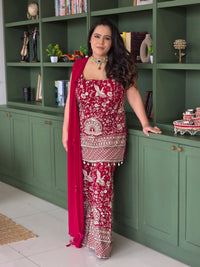 Georgette Thread Embroidery Outfit with Mirror Detailing
