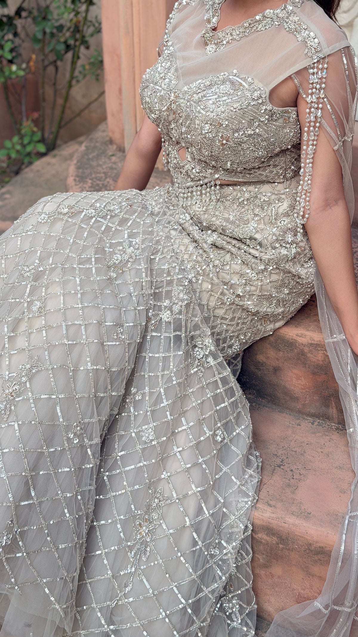 Luxury Fish Cut Lehenga with Zarkan & Sequin Handwork Blouse
