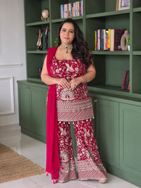 Georgette Thread Embroidery Outfit with Mirror Detailing
