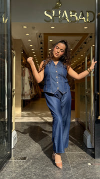 Denim Fabric Co-Ord Set for Women | Stylish Casual Two-Piece Outfit