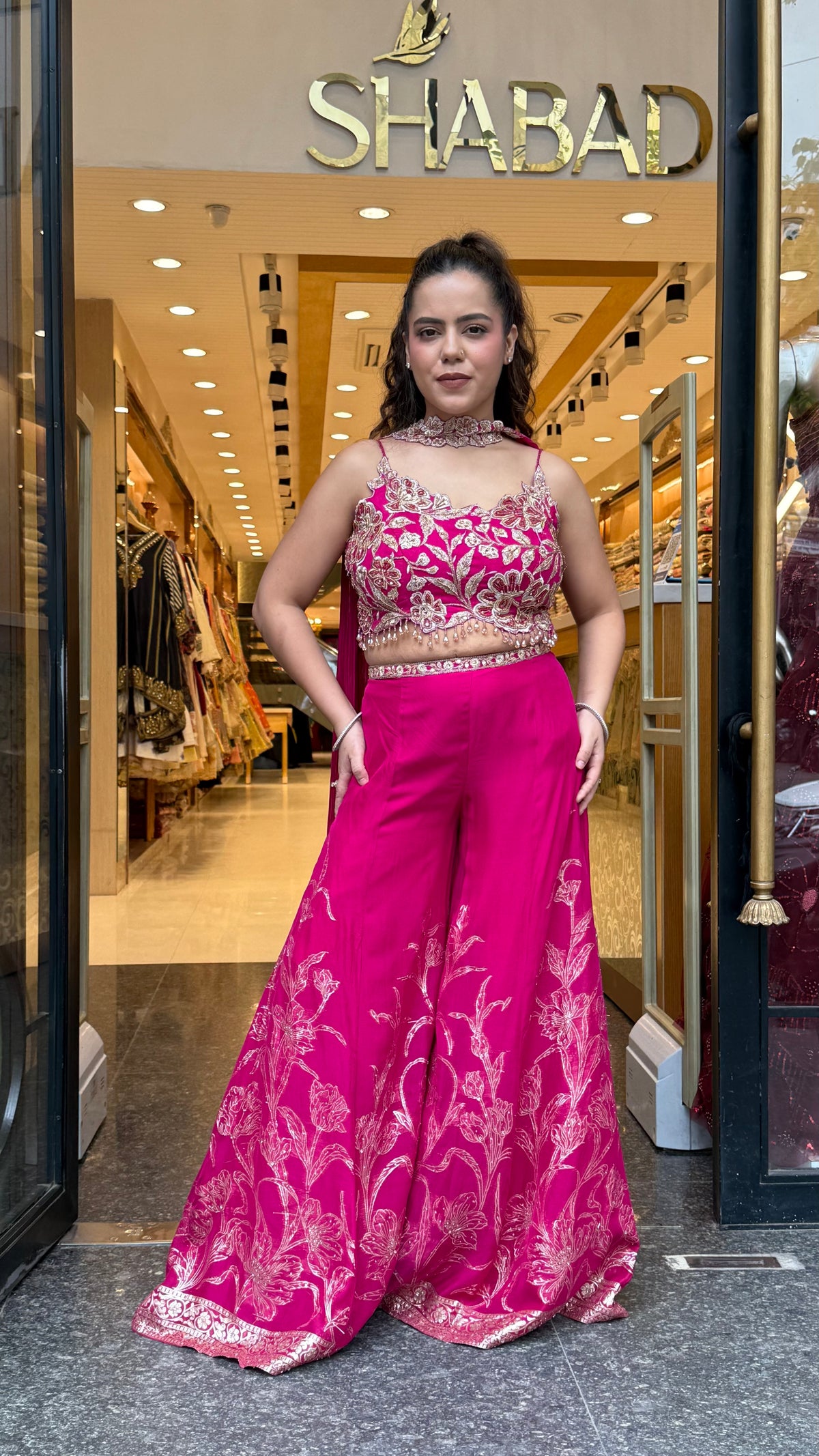 Elegant Organza Indo-Western Set with Badla Work Blouse & Banarasi Weaving Bottom
