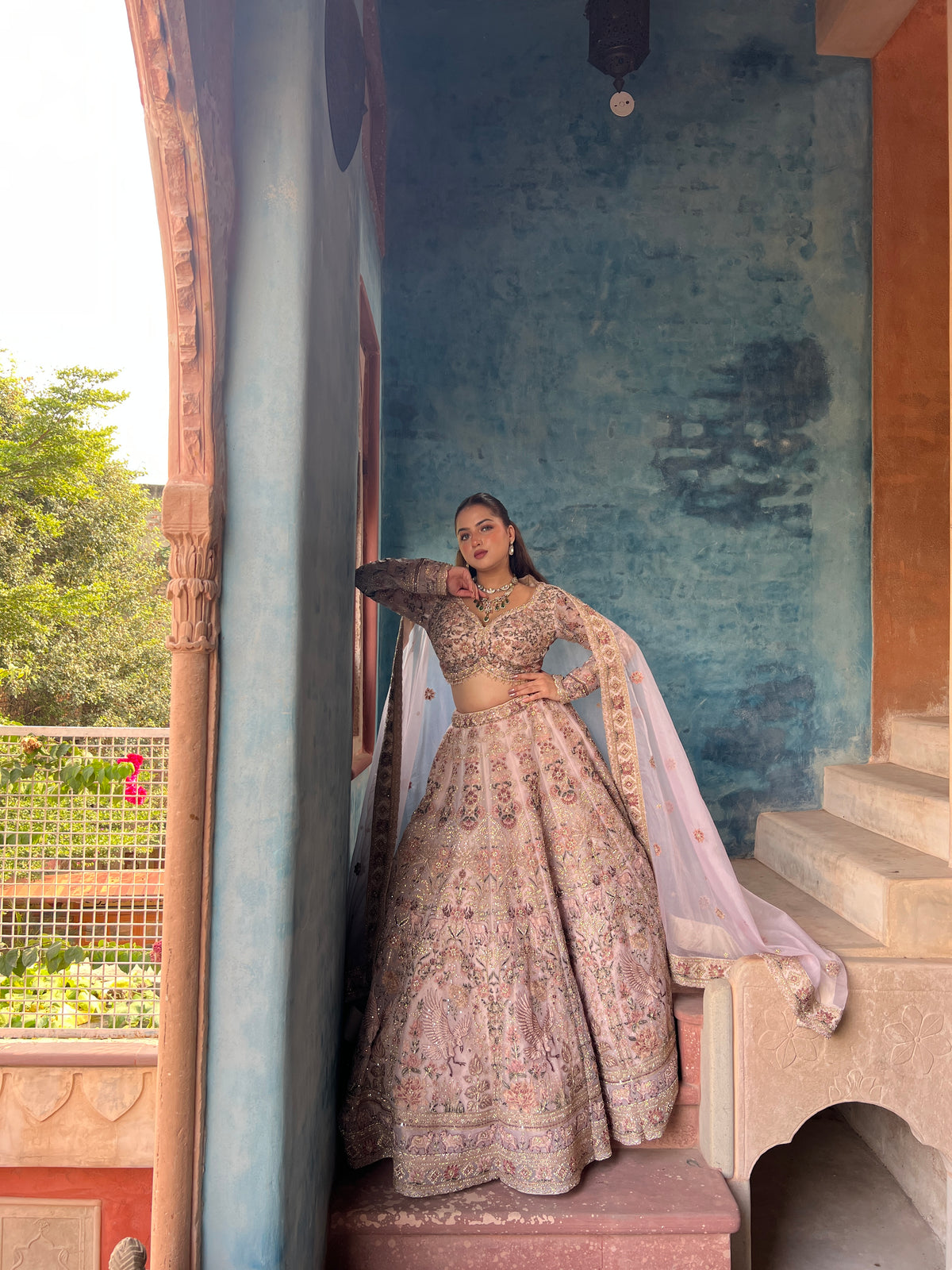 Elegant Soft Organza Lehenga with Thread Embroidery, Dori Work, Cutdana Sequins & Pearl Detailing
