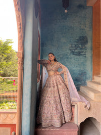 Elegant Soft Organza Lehenga with Thread Embroidery, Dori Work, Cutdana Sequins & Pearl Detailing