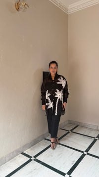 Thread Embroidered Coord Set in Luxe Satin Silk Fabric