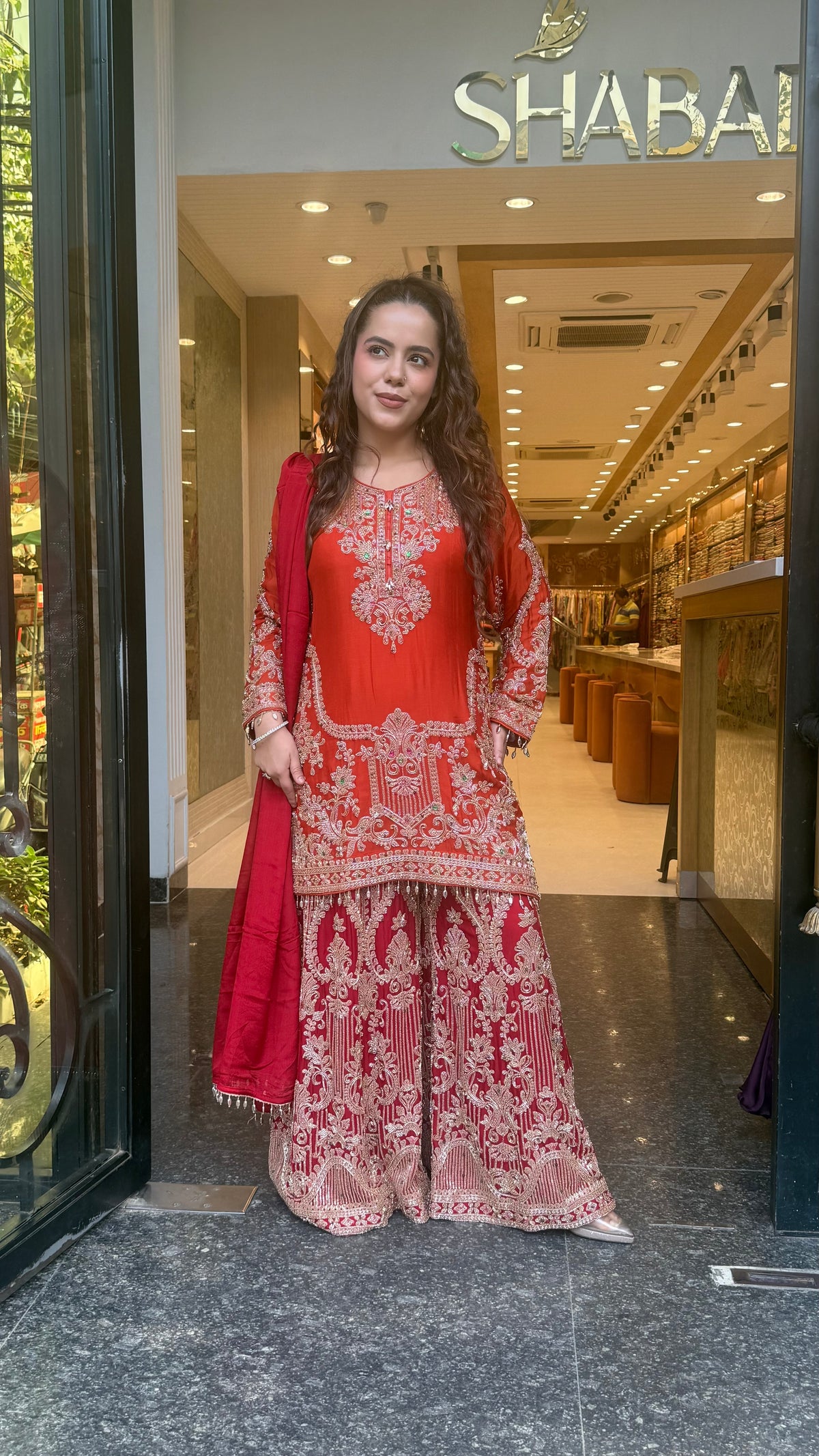 Chinon Suit Set with Beads & Multicolor Stone Work | Sizes Up to 46