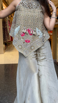 Pure Shimmer Silk Indo-Western with Handwork Thread, Zari, Cutdana & Pearl Embroidery